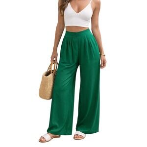Spring + Mercer Emerald Green Wide Leg Resort Pants Size L NWT